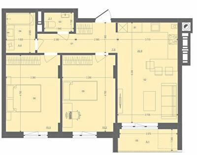 2-кімнатна 69.08 м² в ЖК Етно Дім від 18 000 грн/м², с. Горішній