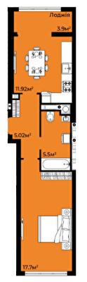 1-кімнатна 44.04 м² в ЖК Континент від 20 000 грн/м², с. Сокільники