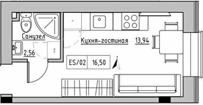 1-комнатная 16.5 м² в ЖК KEKS от 14 750 грн/м², пгт Авангард