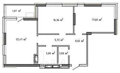3-кімнатна 81.36 м² в ЖК Krona Park II від 21 166 грн/м², м. Бровари