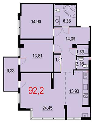 3-комнатная 92.2 м² в ЖК Бульвар Европейский от 19 000 грн/м², Ивано-Франковск