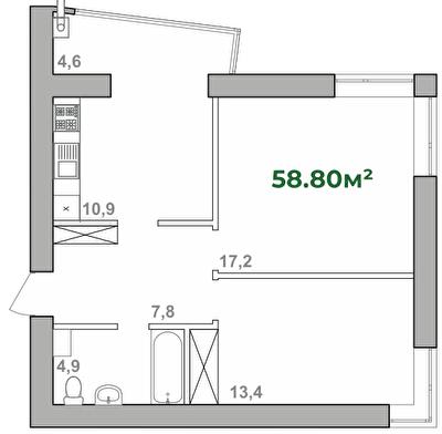 2-кімнатна 58.8 м² в ЖК Містечко Липки від 16 000 грн/м², Івано-Франківськ