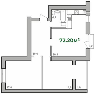 2-комнатная 68.9 м² в ЖК Городок Липки от 16 000 грн/м², Ивано-Франковск