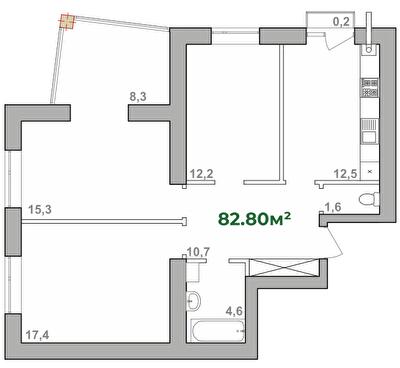 3-кімнатна 82.8 м² в ЖК Містечко Липки від 16 000 грн/м², Івано-Франківськ