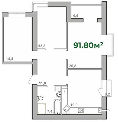 3-комнатная 91.8 м² в ЖК Городок Липки от 16 000 грн/м², Ивано-Франковск