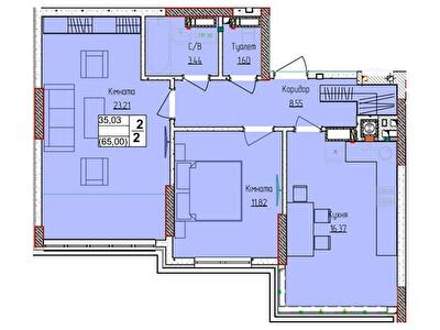 2-комнатная 64.99 м² в ЖК Пионерский квартал 2 от 21 800 грн/м², пгт Чабаны
