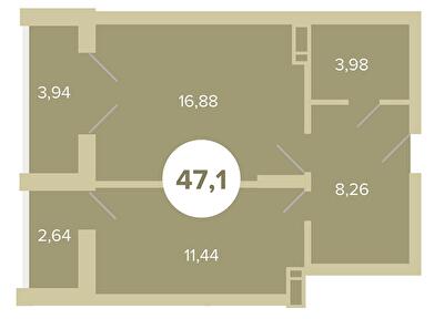 1-кімнатна 47.1 м² в ЖК Chehov Парк Квартал від 25 300 грн/м², м. Ірпінь