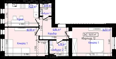 2-кімнатна 56.93 м² в ЖК Viking Home від 19 000 грн/м², м. Ірпінь