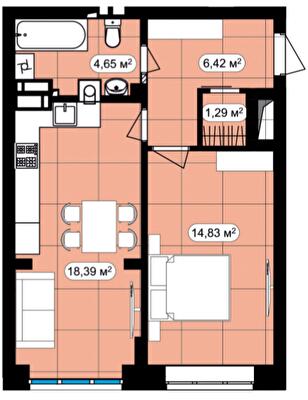 1-кімнатна 45.58 м² в ЖК Мюнхаузен 2 від 24 500 грн/м², м. Ірпінь