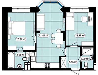 2-кімнатна 57.37 м² в ЖК Мюнхаузен 2 від 23 500 грн/м², м. Ірпінь