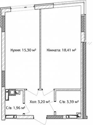 1-кімнатна 42.2 м² в ЖК Синергія 3+ від 18 000 грн/м², м. Ірпінь
