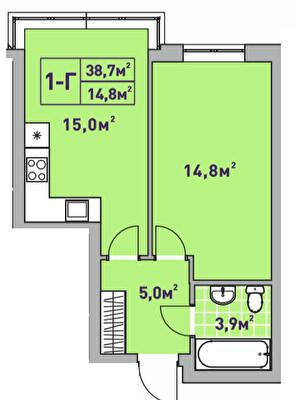 1-комнатная 38.7 м² в ЖК Центральный-2 от 24 050 грн/м², г. Ирпень