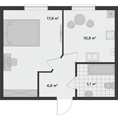 1-комнатная 38.4 м² в ЖК Millennium State от 21 600 грн/м², г. Буча