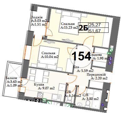 2-комнатная 51.68 м² в ЖК Авиатор от 17 350 грн/м², пгт Гостомель