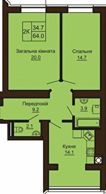 2-комнатная 64 м² в ЖК София Клубный от 26 000 грн/м², с. Софиевская Борщаговка
