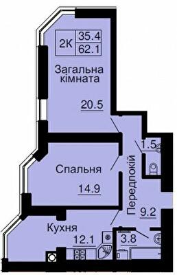 2-комнатная 62.1 м² в ЖК София Клубный от 28 000 грн/м², с. Софиевская Борщаговка