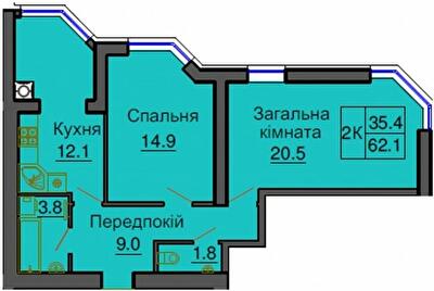 2-кімнатна 62.1 м² в ЖК Софія Клубний від 28 000 грн/м², с. Софіївська Борщагівка
