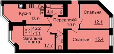 3-комнатная 74.1 м² в ЖК София Клубный от 28 000 грн/м², с. Софиевская Борщаговка