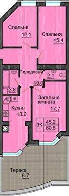 3-кімнатна 80.8 м² в ЖК Sofia Nova від 32 000 грн/м², с. Новосілки