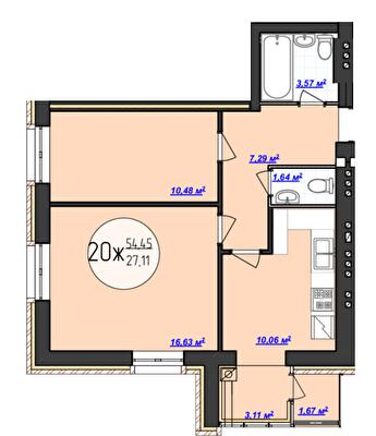 2-кімнатна 54.45 м² в ЖК Кемпінг Сіті від 13 500 грн/м², смт Стрижавка