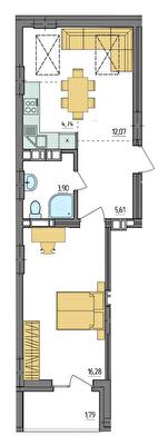 1-кімнатна 44.39 м² в ЖК Амстердам від 18 500 грн/м², с. Струмівка