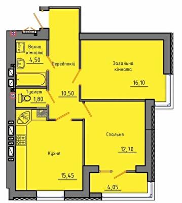 2-комнатная 65.1 м² в ЖК Триумф от 19 500 грн/м², Житомир