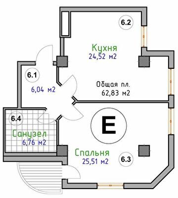 1-комнатная 62.83 м² в ЖК Адмирал от 28 900 грн/м², Николаев