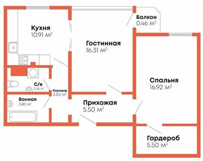 2-кімнатна 64.79 м² в Мкрн Цивільний посад від 13 300 грн/м², Миколаїв