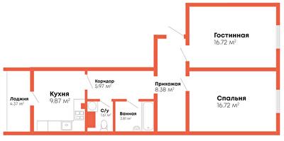 2-кімнатна 67.45 м² в Мкрн Цивільний посад від 13 300 грн/м², Миколаїв