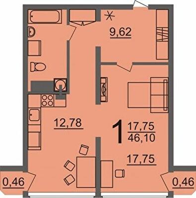1-комнатная 46.1 м² в Мкрн Гражданский посад от 12 800 грн/м², Николаев
