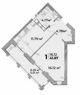 1-кімнатна 41.87 м² в ЖК Standard LUX від 32 000 грн/м², Полтава