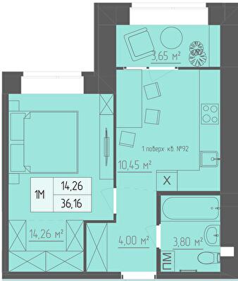 1-кімнатна 36.16 м² в ЖК Abricos від 15 300 грн/м², Рівне