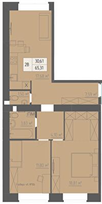 2-кімнатна 65.31 м² в ЖК Abricos від 15 850 грн/м², Рівне