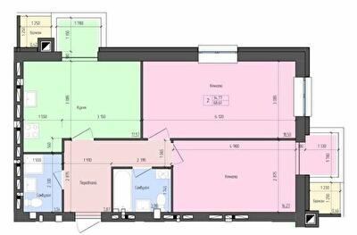 2-кімнатна 68.61 м² в ЖК Eco House від 13 800 грн/м², Рівне