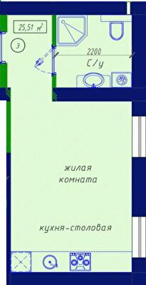 Студия 25.51 м² в ЖК Craft House от 17 750 грн/м², Сумы
