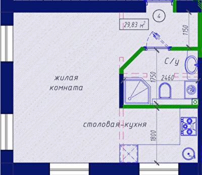 Студия 29.83 м² в ЖК Craft House от 17 750 грн/м², Сумы