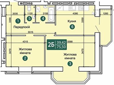 2-комнатная 75.5 м² в ЖК Заречный от 14 900 грн/м², Сумы