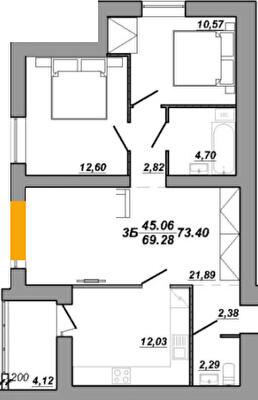 3-кімнатна 73.4 м² в ЖК Рідний Дім від 12 600 грн/м², Тернопіль