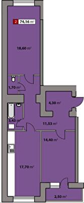 2-комнатная 74.16 м² в ЖК Парковый квартал от 16 300 грн/м², Черкассы