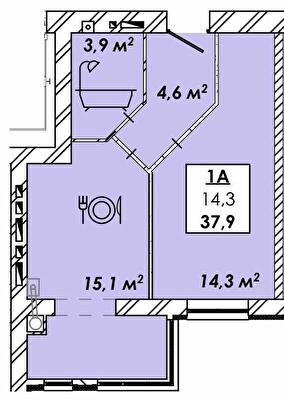 1-комнатная 37.9 м² в ЖК Родной дом от 17 500 грн/м², Черкассы