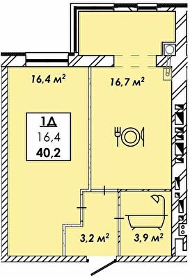 1-комнатная 40.2 м² в ЖК Родной дом от 17 500 грн/м², Черкассы