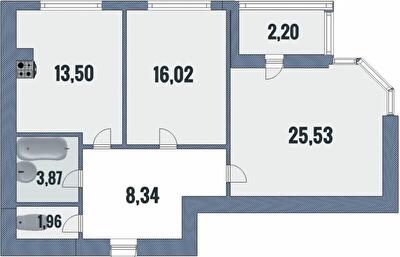 2-кімнатна 71.42 м² в ЖК Лісовий від 14 000 грн/м², Чернігів
