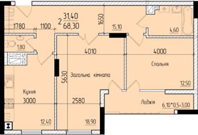 2-кімнатна 68.3 м² в ЖК Comfort Hall від 16 400 грн/м², Чернівці
