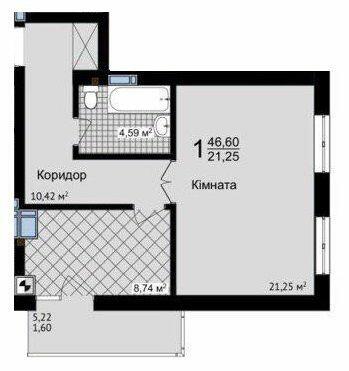 1-комнатная 46.6 м² в ЖК Зелені Пагорби от 21 250 грн/м², Черновцы