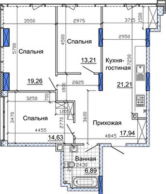 3-кімнатна 95.46 м² в ЖК Nebo від 40 200 грн/м², Дніпро