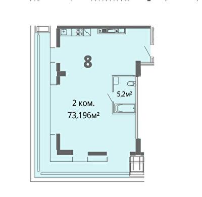 2-кімнатна 73.19 м² в ЖК Грані від 26 200 грн/м², Дніпро