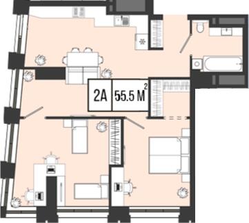2-комнатная 55.5 м² в ЖК Mont Blan от 31 300 грн/м², Днепр