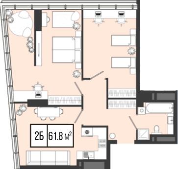 2-кімнатна 61.8 м² в ЖК Mont Blan від 31 300 грн/м², Дніпро