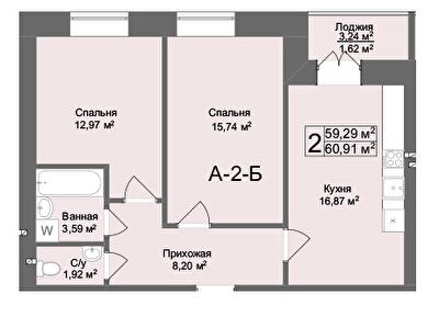 2-кімнатна 60.91 м² в ЖК Комфорт на Салтівці від 21 500 грн/м², Харків