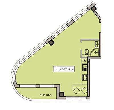 1-комнатная 42.69 м² в ЖК CRYSTAL LUX от 18 650 грн/м², пос. Лески